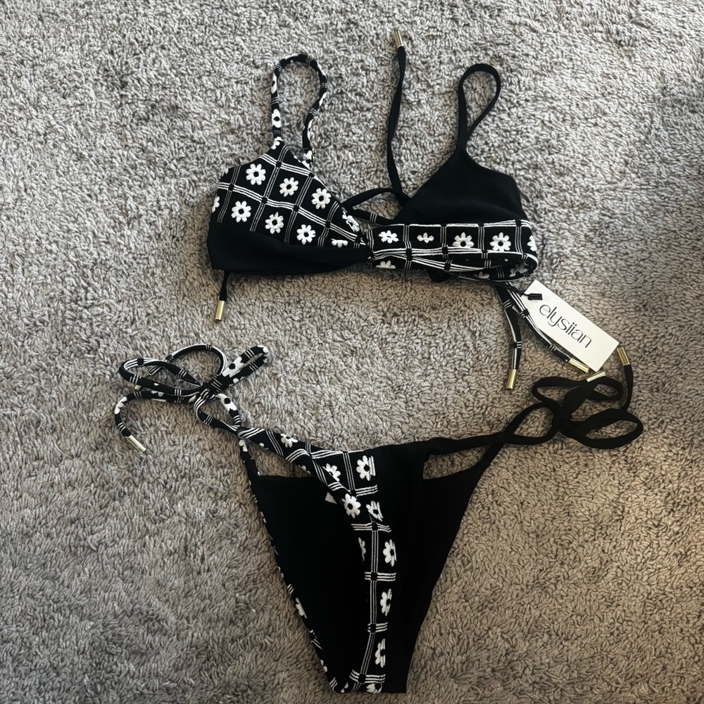 Elysiian Black and White Bikini Set